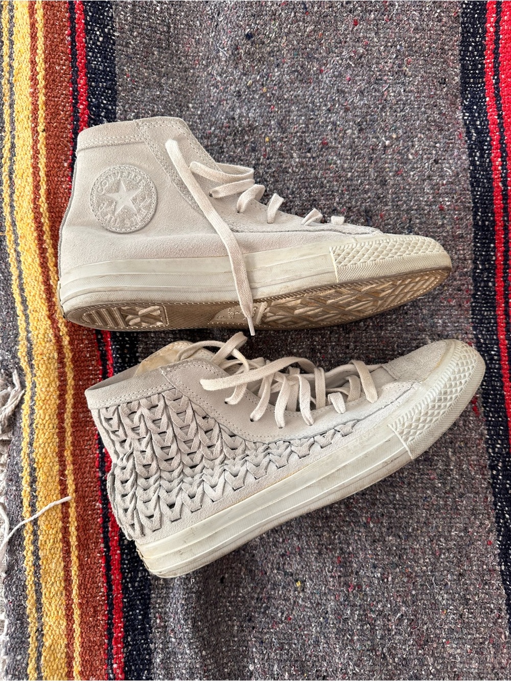 Converse High-Top Woven Suede Sneakers - Beige
